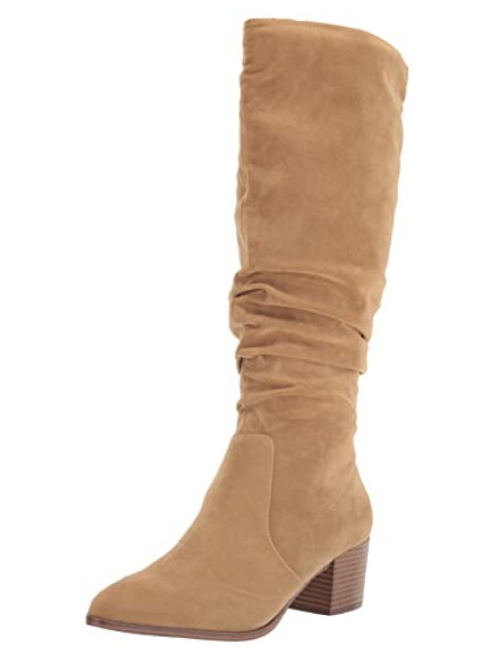 Tall Block Heel Boots Faux Suede Memory Foam Knee-High